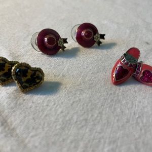 Set of 3 Betsey Johnson Post Earrings
